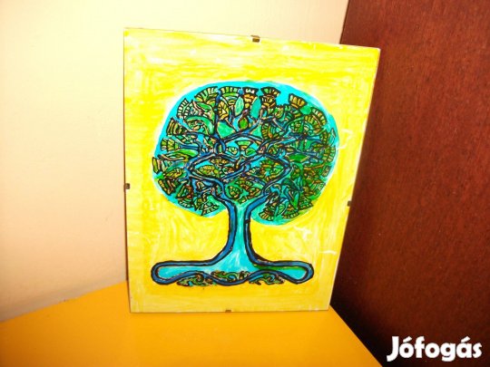 Életfa üvegkép - kézifestés