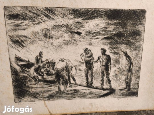 Életmentés , katonai rézkarc