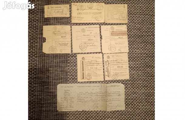 Elismervény + feladóvevény ,írat régiség ,stb.1940 -s évekből,szett ár