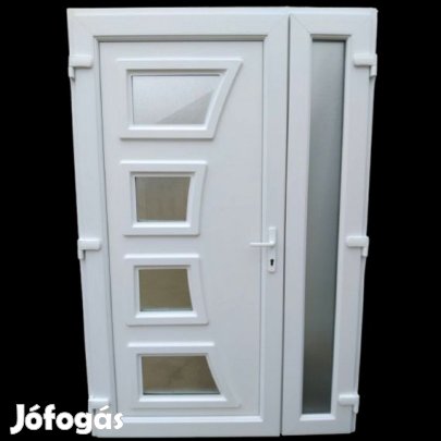 Eliza - Műanyag bejárati ajtó / FEHÉR / 138x208 / NYITHATÓ OLDALLAL -