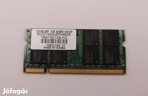 Elpida 1GB DDR2 667MHz RAM memória laptopba SO-DIMM 18G10D106-HO