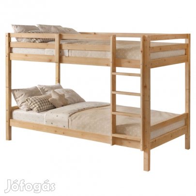 Emeletes ágy, 90x200, tömör fa, natúr, INEZA