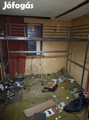 Emeletes ágykeret, szürke, fém