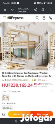 Emeletes házikó gyerkágy 