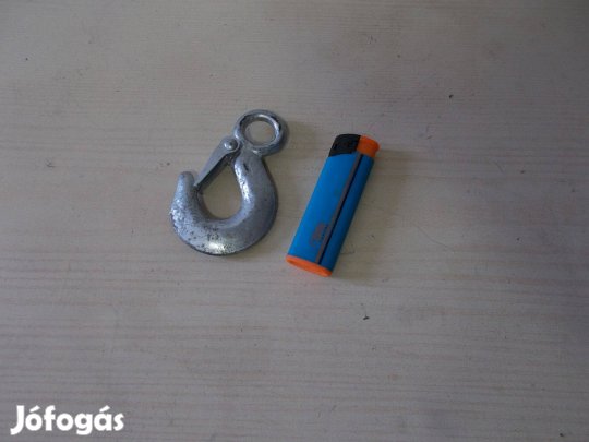Emelőhorog : Kovácsolt vas horog kampó biztosító kapoccsal