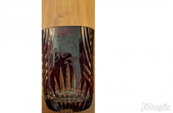 Emlék kúra pohár csiszolt, H.J. monogram