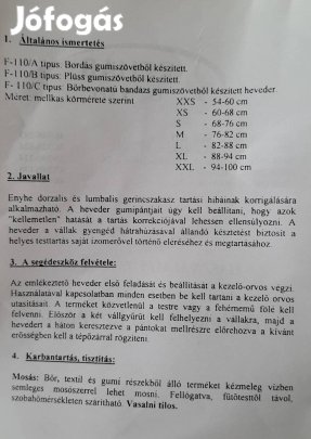 Emlékeztető tartásjavító heveder eladó 