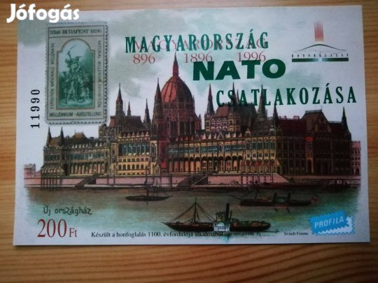 Emlékív zöld fellülnyomásal Magyarország NATO csatlakozása