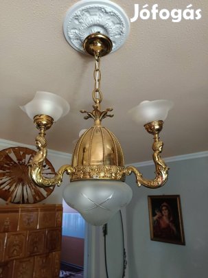 Empire figurális puttós antik 3 karú 4 izzós réz csillár