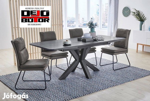 Empoli étkezőasztal autómata 160x90/200 cm antracit fekete talp