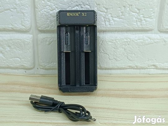 Enook X2 Li-ion akkutöltő 2db akkumulátor töltésére USB csatlakozóval