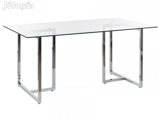 Envia fémvázas étkezőasztal üveglappal 160 x 90 cm (ezüst) 19954-55
