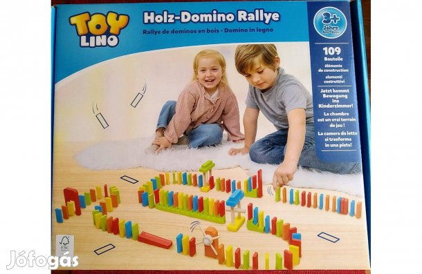 Építő játék Fa kocka és dominó egyben 109 db Megállapodás Szerinti D