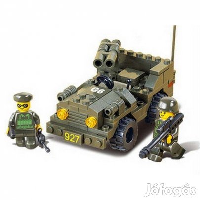 Építőjáték -B5800- Gépágyús katonai terepjáró Jeep (102db-os) (_)