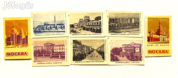 Épületek szovjet orosz gyufacímke 8 darab egyben