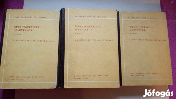 Épületgépészeti szabványok 1-2-3 kötet 1962.év 3500 Ft