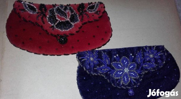 Erdélyi gyöngyhímzéses bársony pénztárca, új