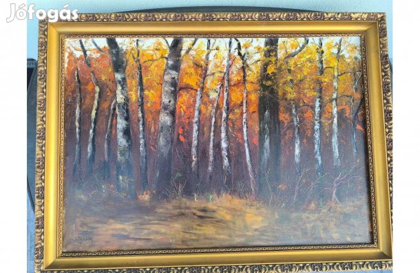 Erdő, festmény, Slosár Károly festménye