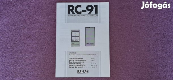 Eredeti Akai RC-91 használati útmutató (Manual) Original !!