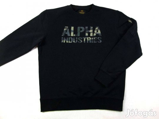 Eredeti Alpha Industries (L) Hosszú Ujjú Férfi Fekete Pulóver