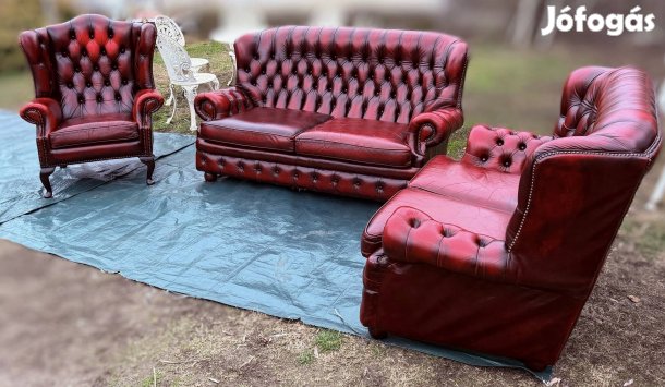 Eredeti Angol Chesterfield bőr ülőgarnitúra eladó!
