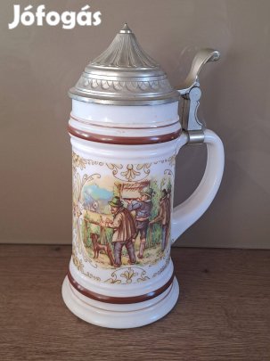 Eredeti BMF nyugat-német söröskorsó ón fedéllel