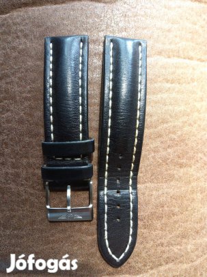 Eredeti Breitling fekete marhabőr szíj acél tüskezárral, 22-20mm