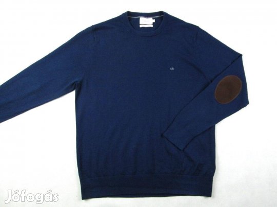 Eredeti Calvin Klein (XL) Elegáns Férfi Sötétkék Gyapjú Pulóver