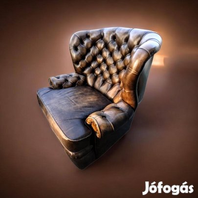 Eredeti Chesterfield magas támlás fotel