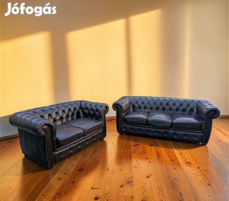 Eredeti Chesterfield stílusú bőr ülőgarnitúra