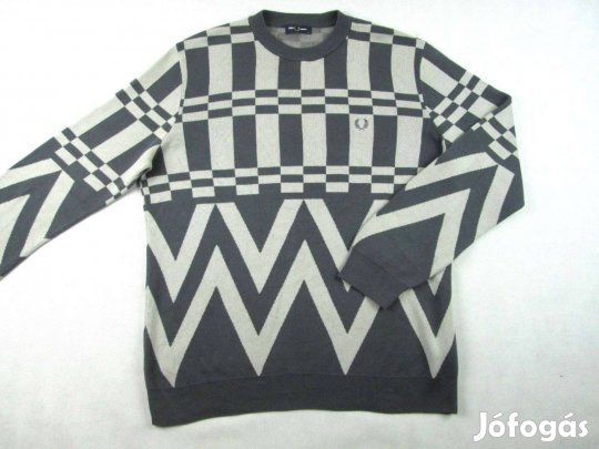 Eredeti FRED Perry (2XL) Hosszú Ujjú Férfi Szürke Pulóver