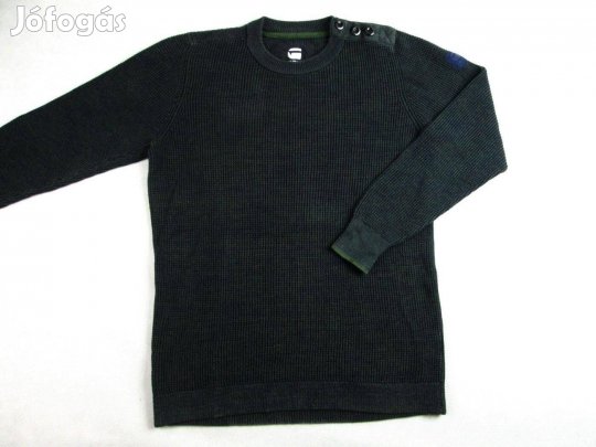 Eredeti G-Star RAW (M) Elegáns Hosszú Ujjú Férfi Sötétzöld Pulóver