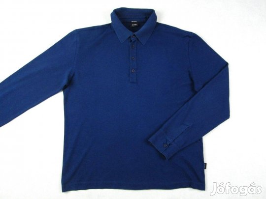 Eredeti Hugo BOSS Slim Fit (L) Férfi Elegáns Sötétkék Hosszú Ujjú Póló