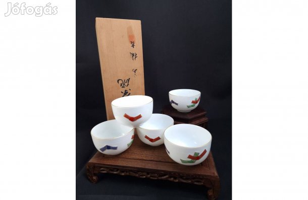 Eredeti Japán 'Fukagawa Seiji' Arita porcelán tál szett