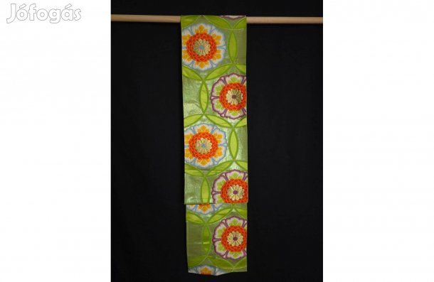 Eredeti Japán vintage selyem obi (Fukuro), ünnepi virágmintával