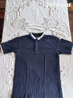 Eredeti Kappa Férfi Galléros Póló XL Sötétkék, hímzett logóval