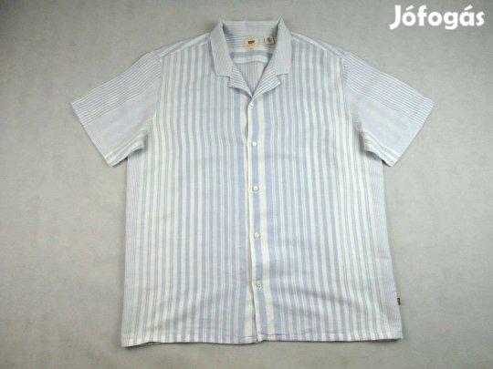 Eredeti Levis (XL / 2XL) Elegáns Csíkos Rövid Ujjú Férfi LEN-Pamut ING