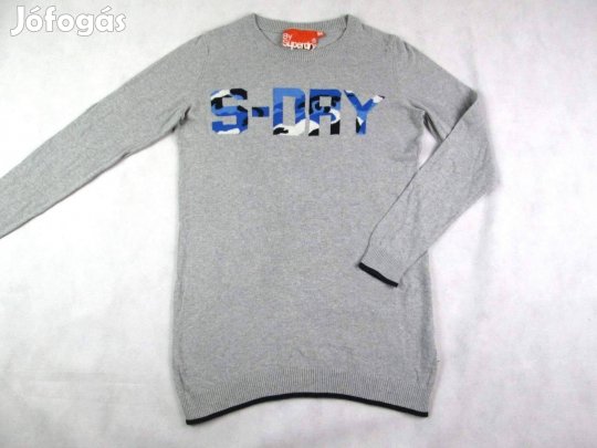 Eredeti Superdry (M) Elegáns Hosszú Ujjú Szürke Rugalmas Férfi Pulóver
