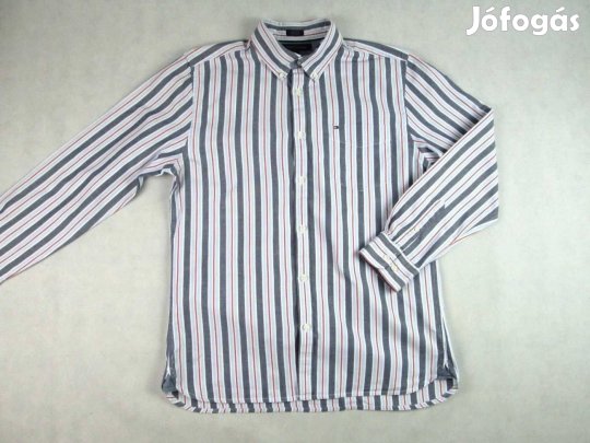 Eredeti Tommy Hilfiger (L) Csíkos Hosszú Ujjú Elegáns Férfi ING
