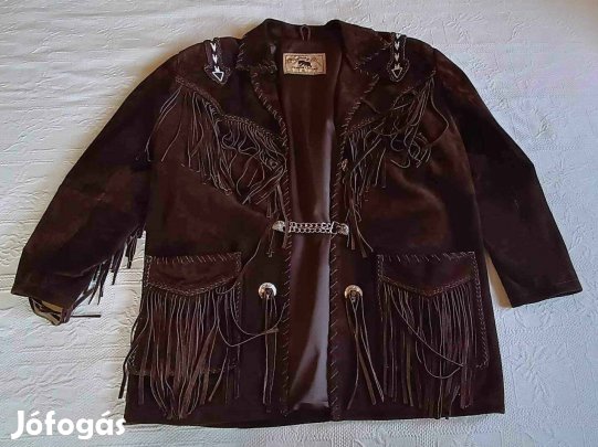 Eredeti "Running Bear" Motoros Férfi Hasított Bőrdzseki (XL méret)