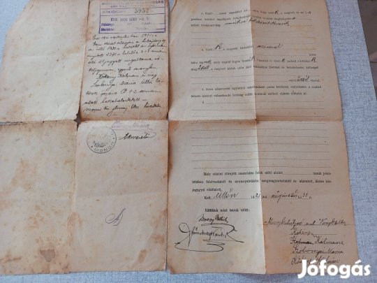 Eredeti ingatlan Adásvételi Szerződés 1921-ból
