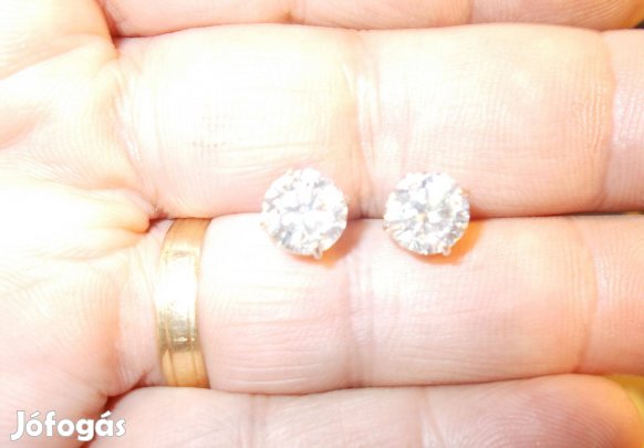 Eredeti laboratoriumi gyémánt fülbevaló 925 ezüst foglalat 4ct = 2x2ct