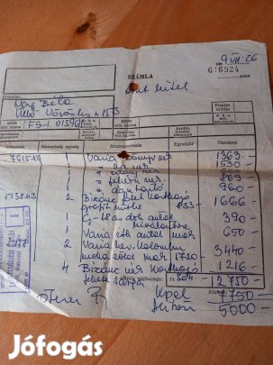 Eredeti lakberendezési bútor számla 1969