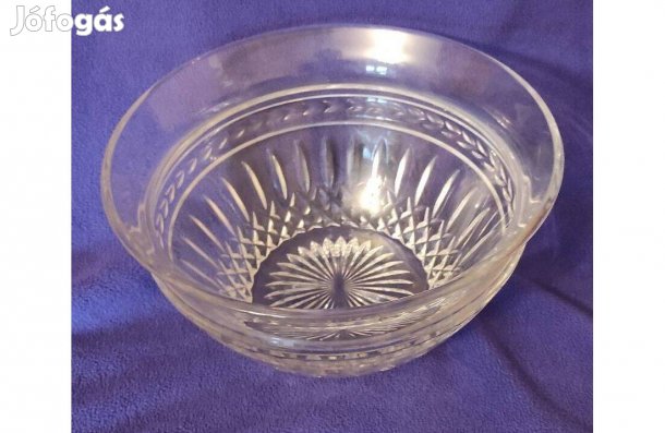 Eredeti magyar ólomkristály kínáló tál Kézi csiszolású (24% PbO)