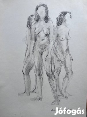 Eredeti nagyméretű aktrajz 3 alakos