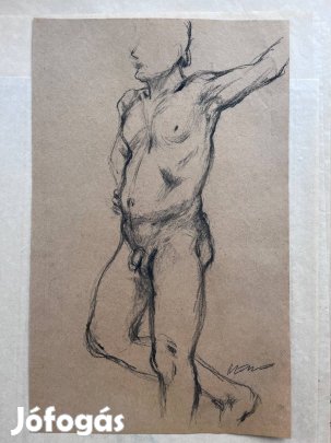 Eredeti nagyméretű férfi akt szénrajz