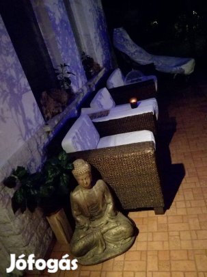 Eredeti pálmalevél, rattan ülőgarnitúra