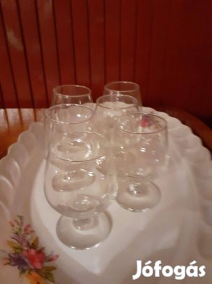 Eredeti retro talpas üvegpohár készlet konyakos poharak 6 db