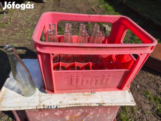 Eredeti retro üdítő rekesz , láda + 8 db. üdítős üveg