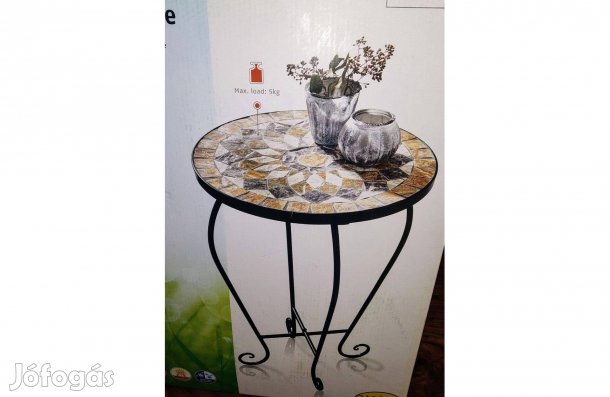 Erkély terasz asztal 35X60 CM Natúrkő Berakással Új Sok Mást Is